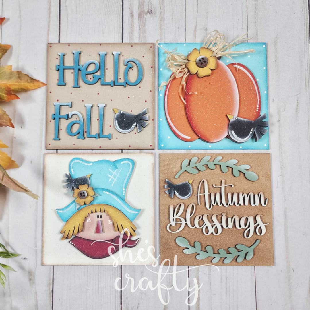 Autumn Blessings 4 Inch Sign Set