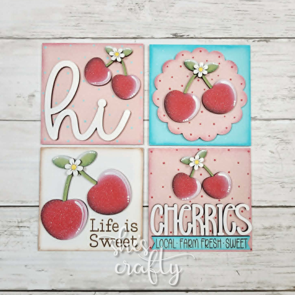 Cherries 4 Inch Sign Set