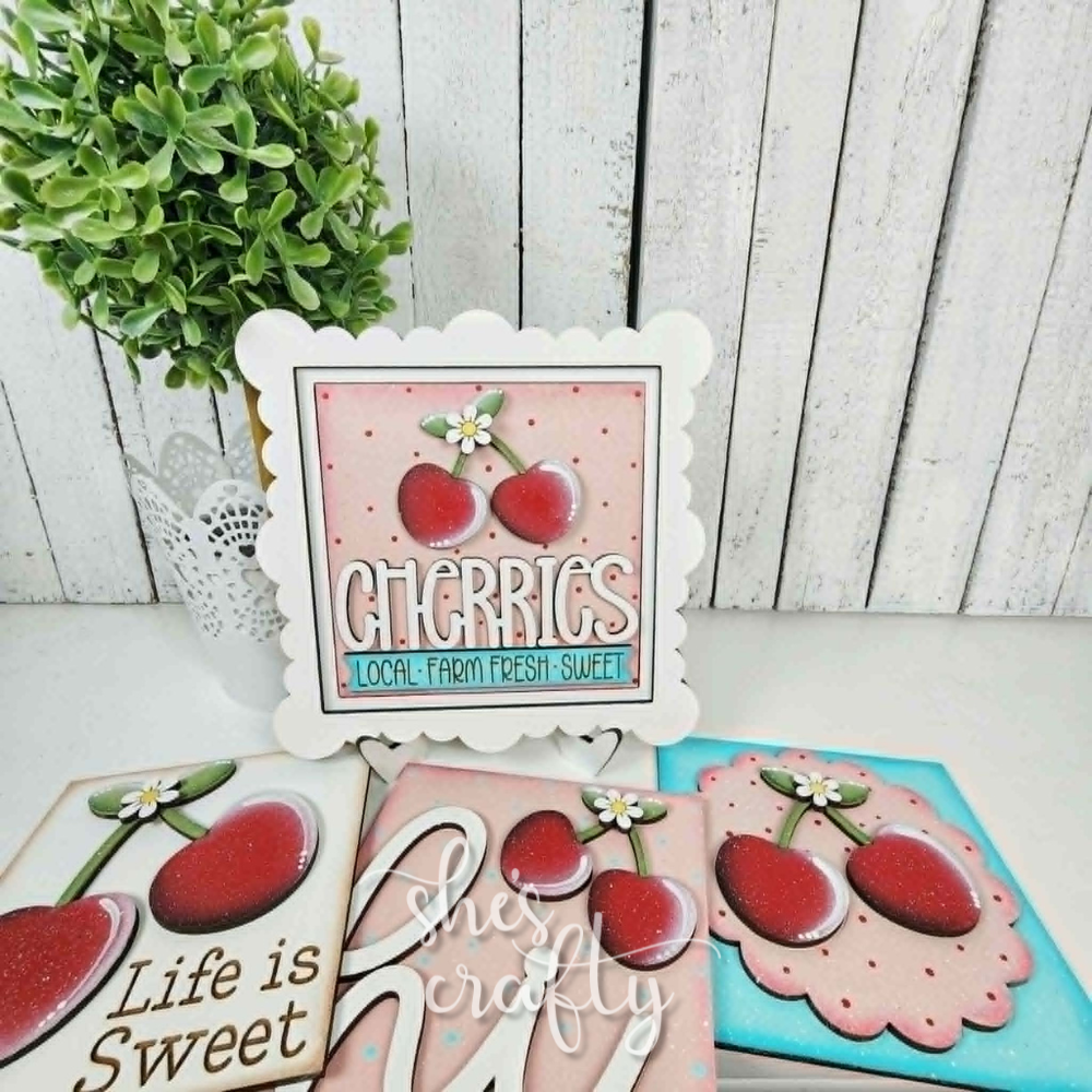 Cherries 4 Inch Sign Set