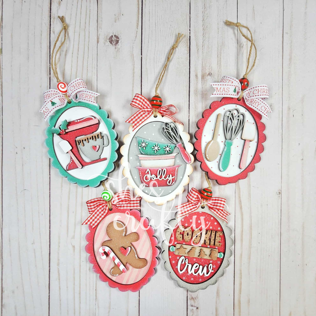 Christmas Baking Ornament Gift Card Holder Set