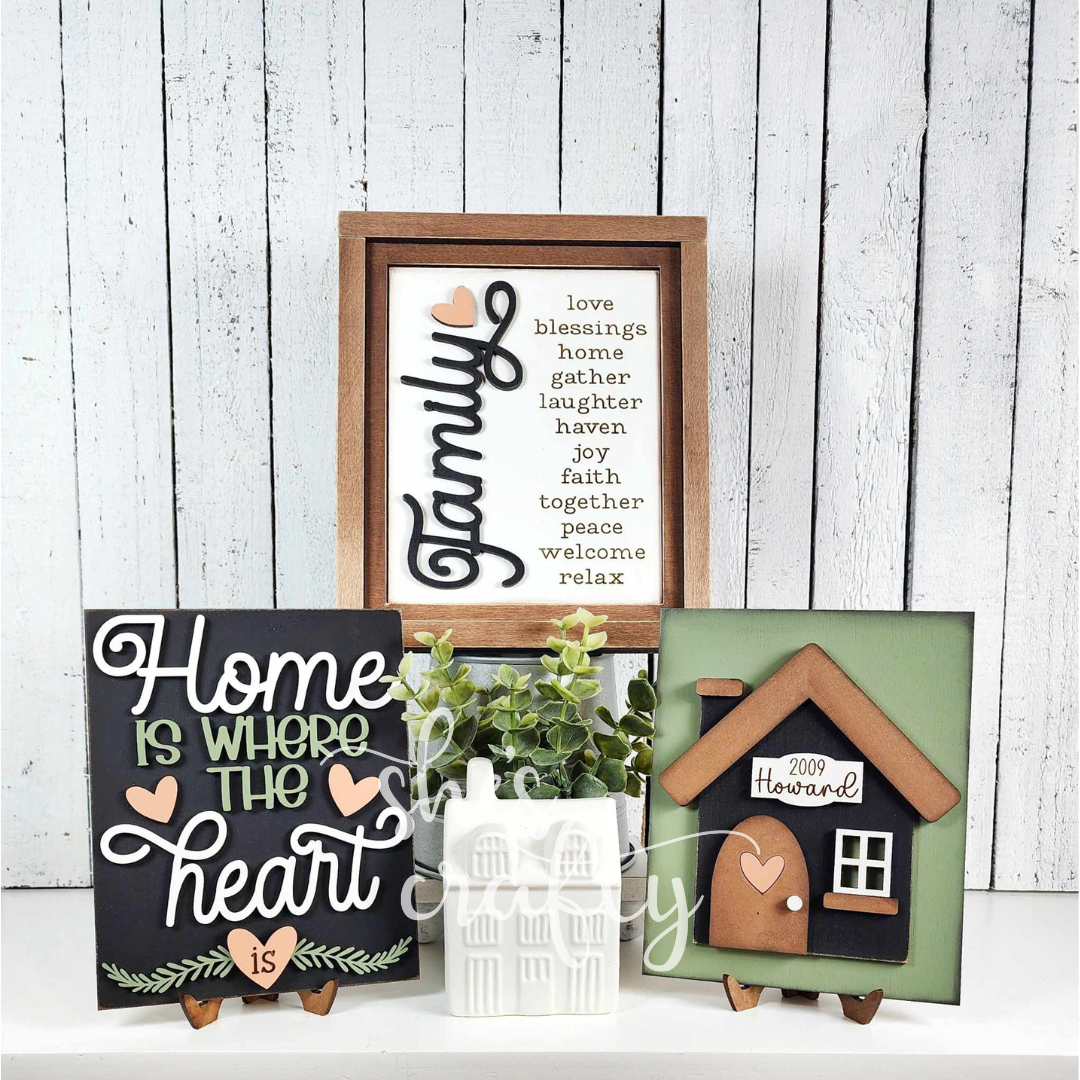Family Home Sign Trio