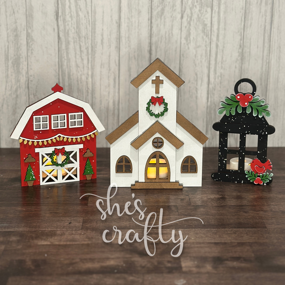 Farmhouse Votive Holder Shelf Sitter Set