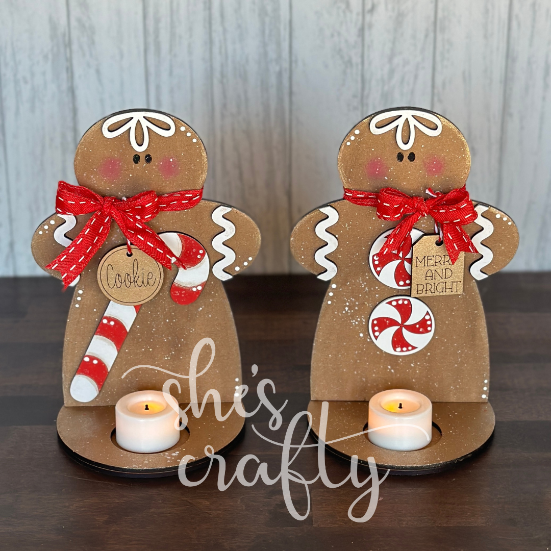 Gingerbread Votive Holders Pair