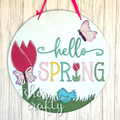 Hello Spring Tulips Round