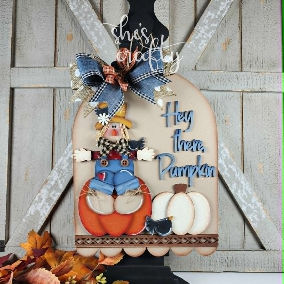 Hey There Pumpkin Arched Door Hanger