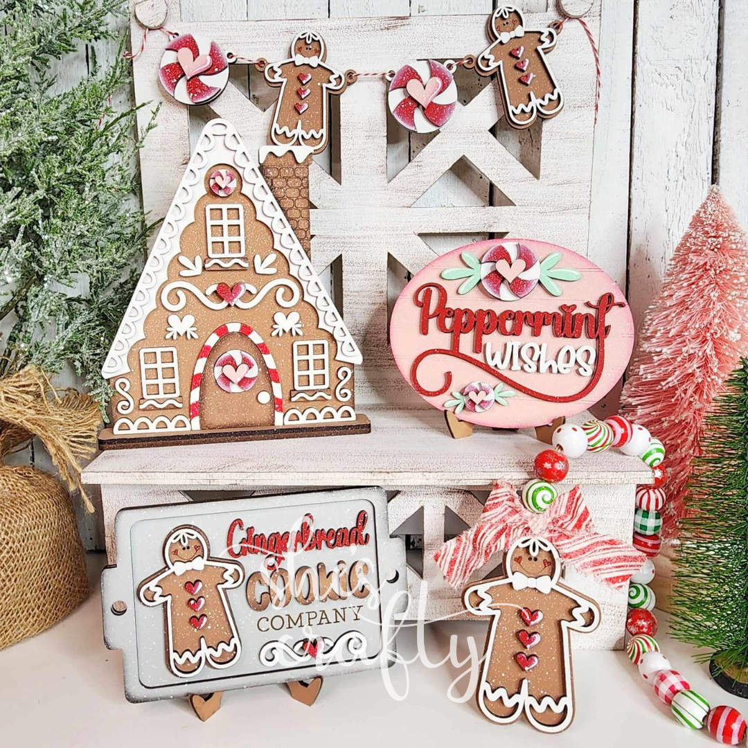 Peppermint Wishes Gingerbread Tiered Tray Kit