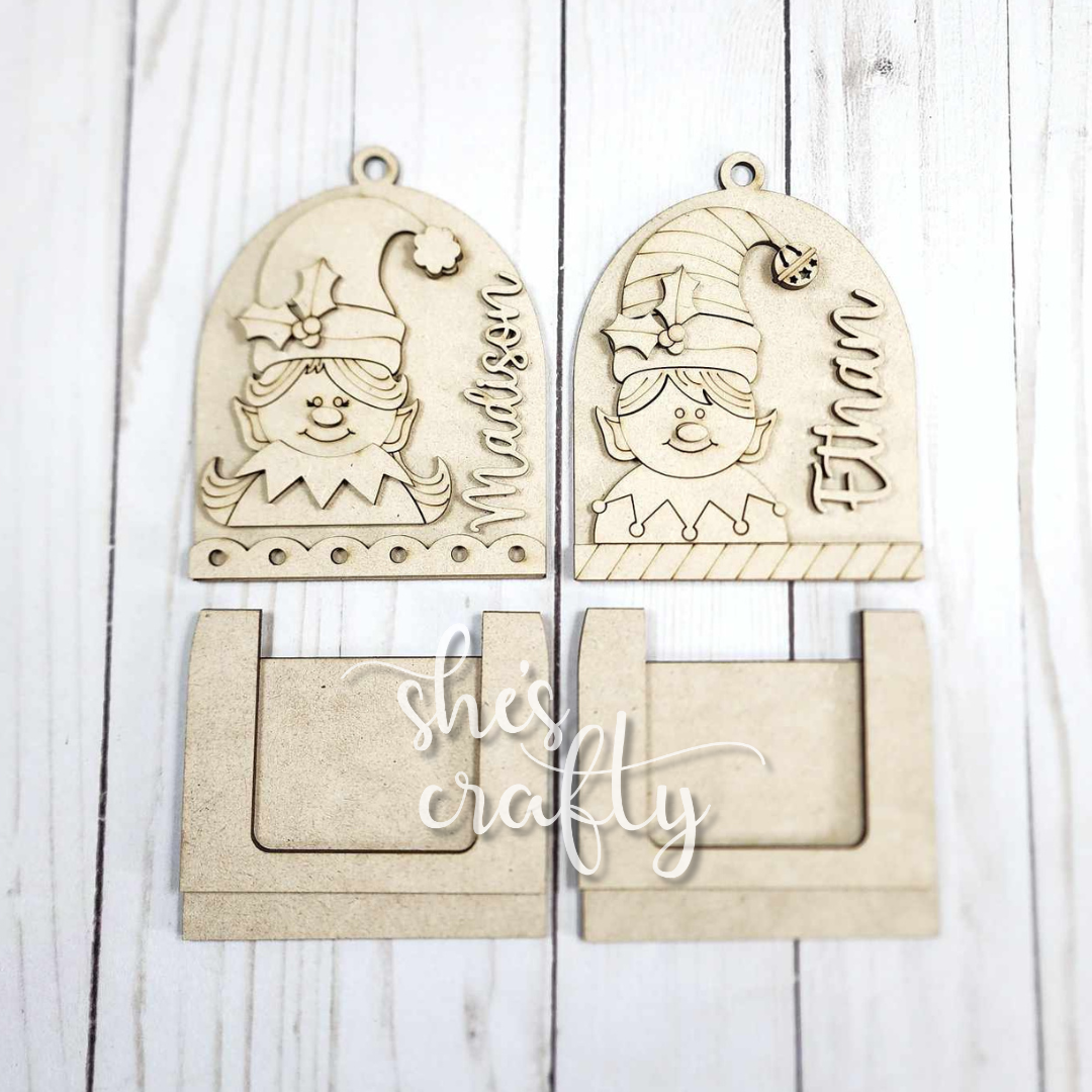 Personalized Elf Ornament Gift Card Holder