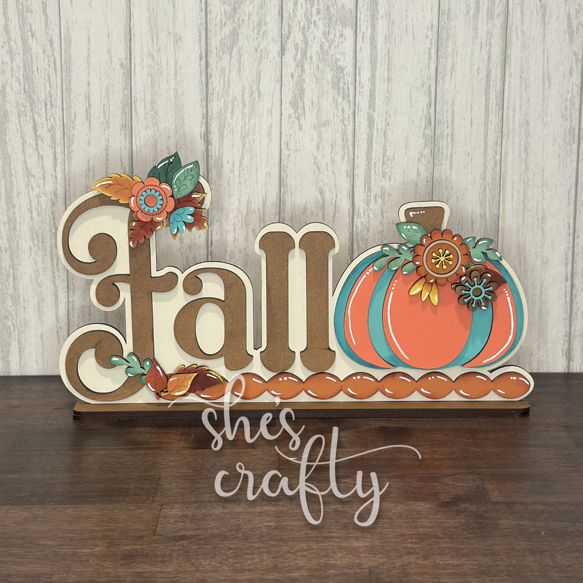 Fall Floral Pumpkin Shelf Sitter