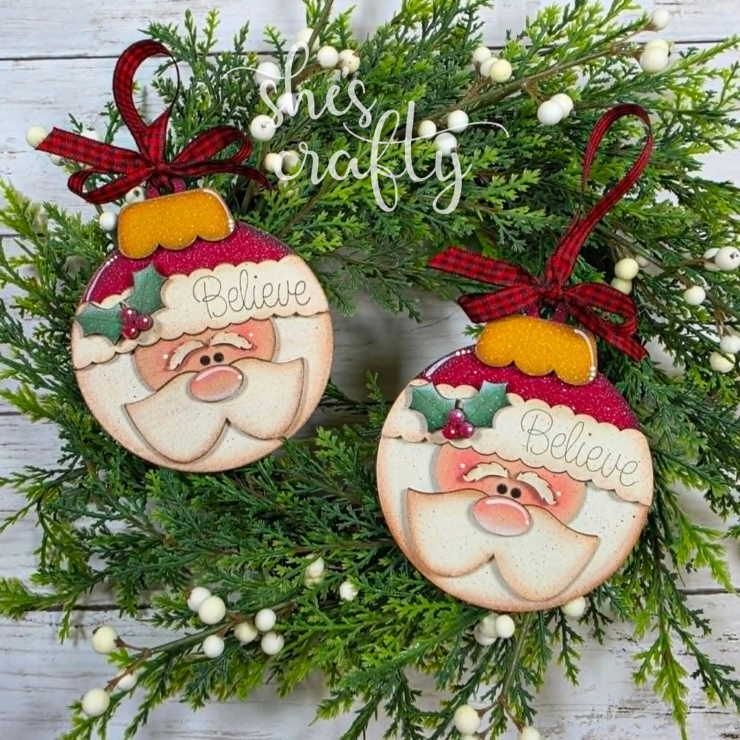Santa Bulb Ornaments Set of 4
