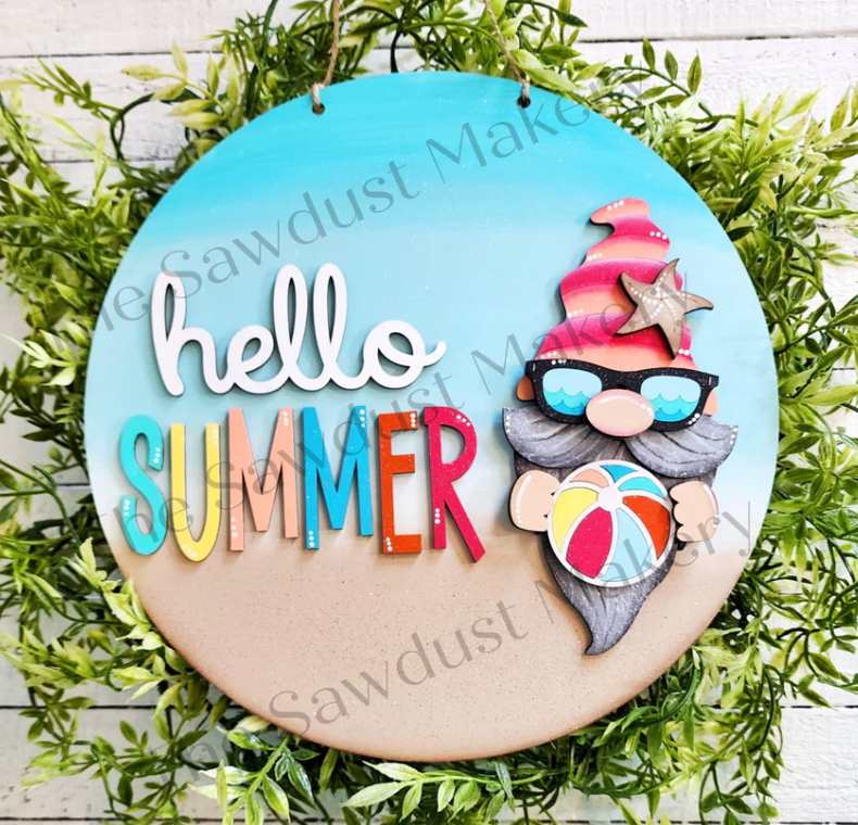 Hello Summer Gnome  Round