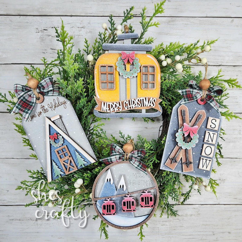 Ski Lodge Ornament Set