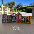 Spring Word Block Shelf Sitter